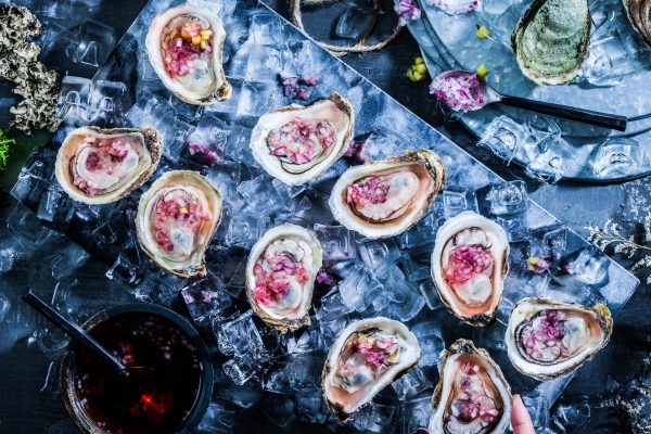 Oyster on Half Shell on ice